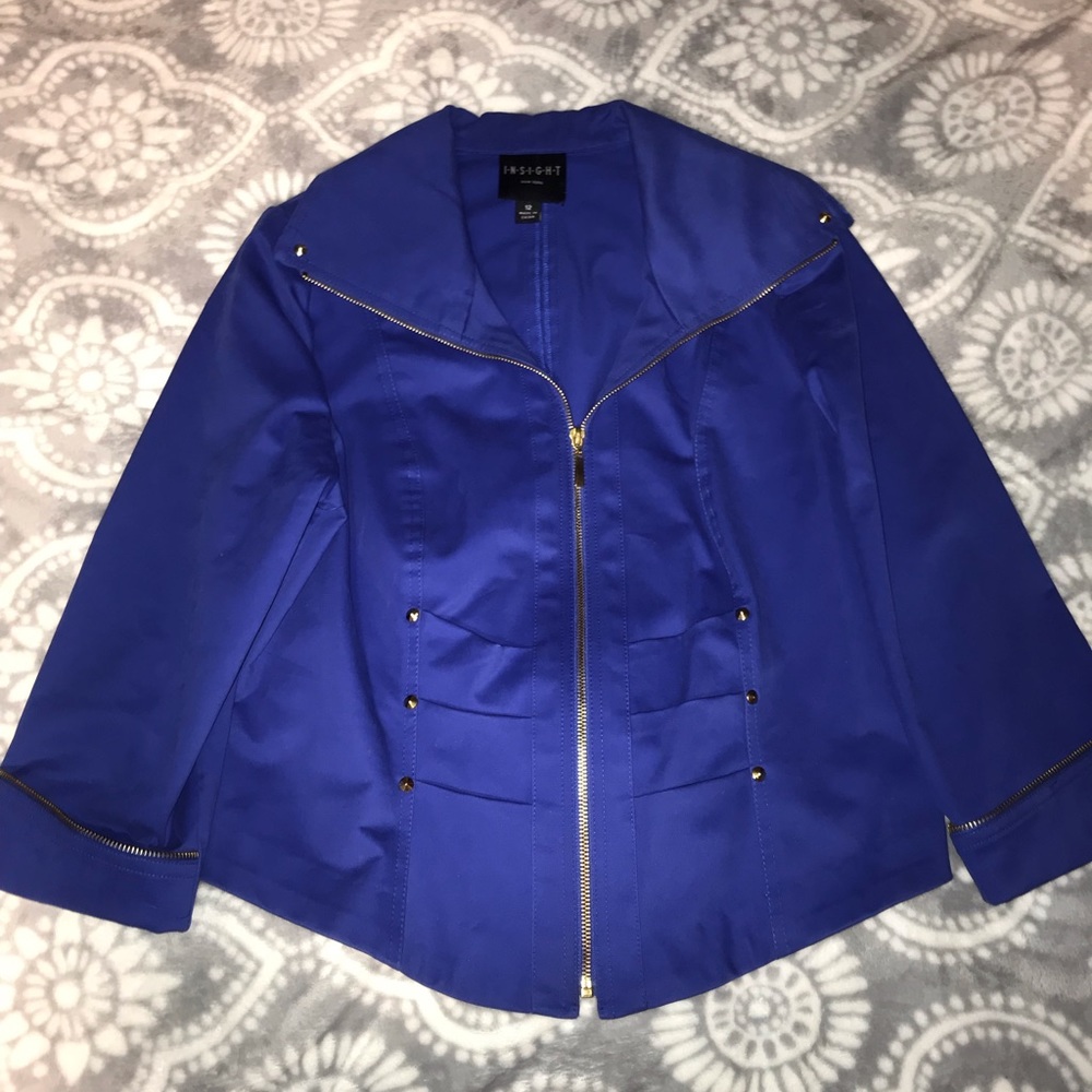 Royal blue bomber blazer moto jacket